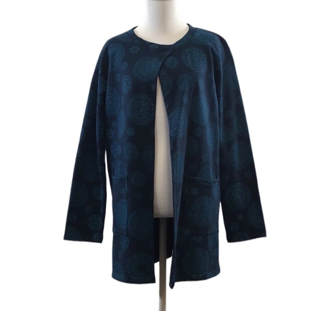 Ganish Himal Trading Blue‎ Patterned Tunic Jacket Womens Medium Lagenlook Boho